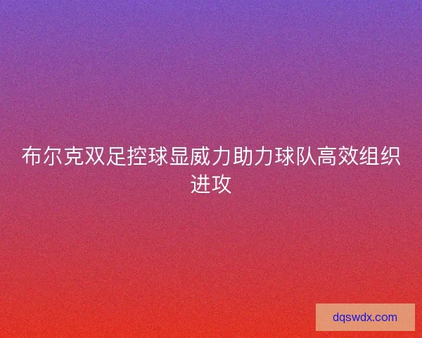 布尔克双足控球显威力助力球队高效组织进攻